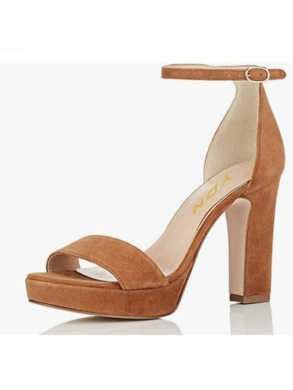 YDN Brown Comfy High Chunky Heel Ankle Strap Sandals Open Toe Platform Shoes